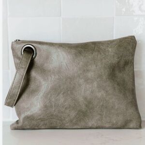 Elegant Gray Vegan Leather Oversized Clutch